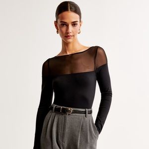 Long sleeve mesh crewneck bodysuit (Abercrombie)